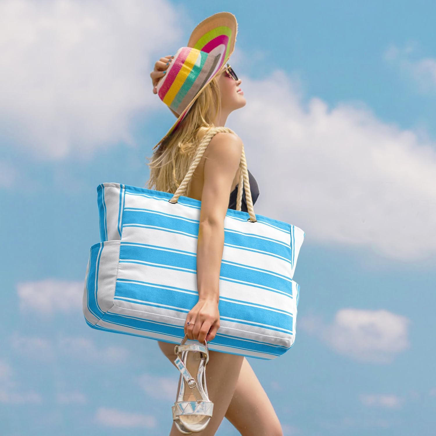 Wasserdichte Strandtasche XXL mit Fächern für Reise & Pool – Bild 3