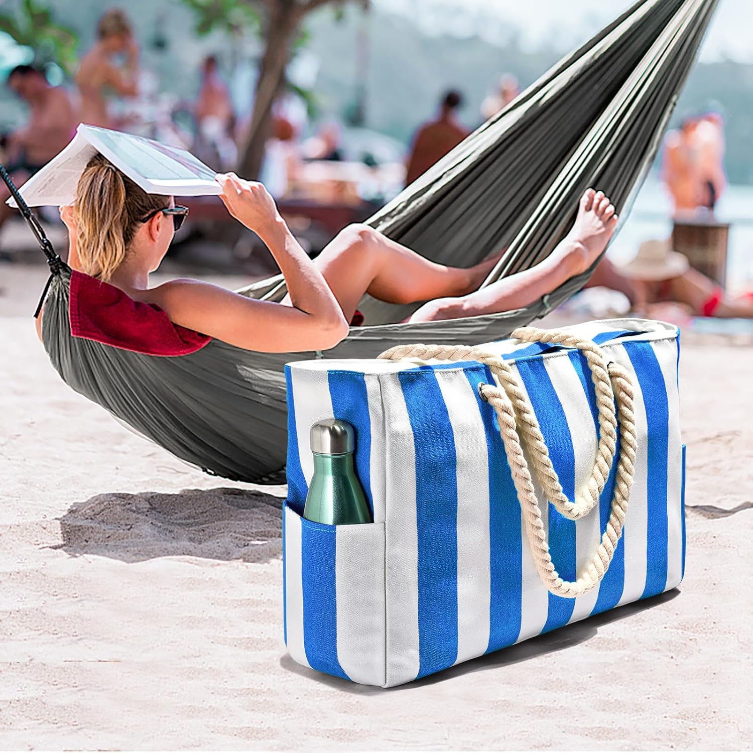 Wasserdichte Strandtasche XXL mit Fächern für Reise & Pool – Bild 8