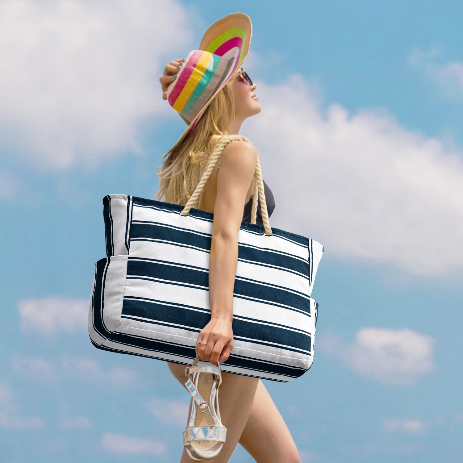 Wasserdichte Strandtasche XXL mit Fächern für Reise & Pool – Bild 7