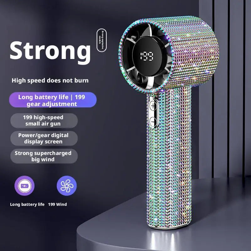 Mini Ventilator Akku 199 Stufen Digitalanzeige USB-C – Bild 4