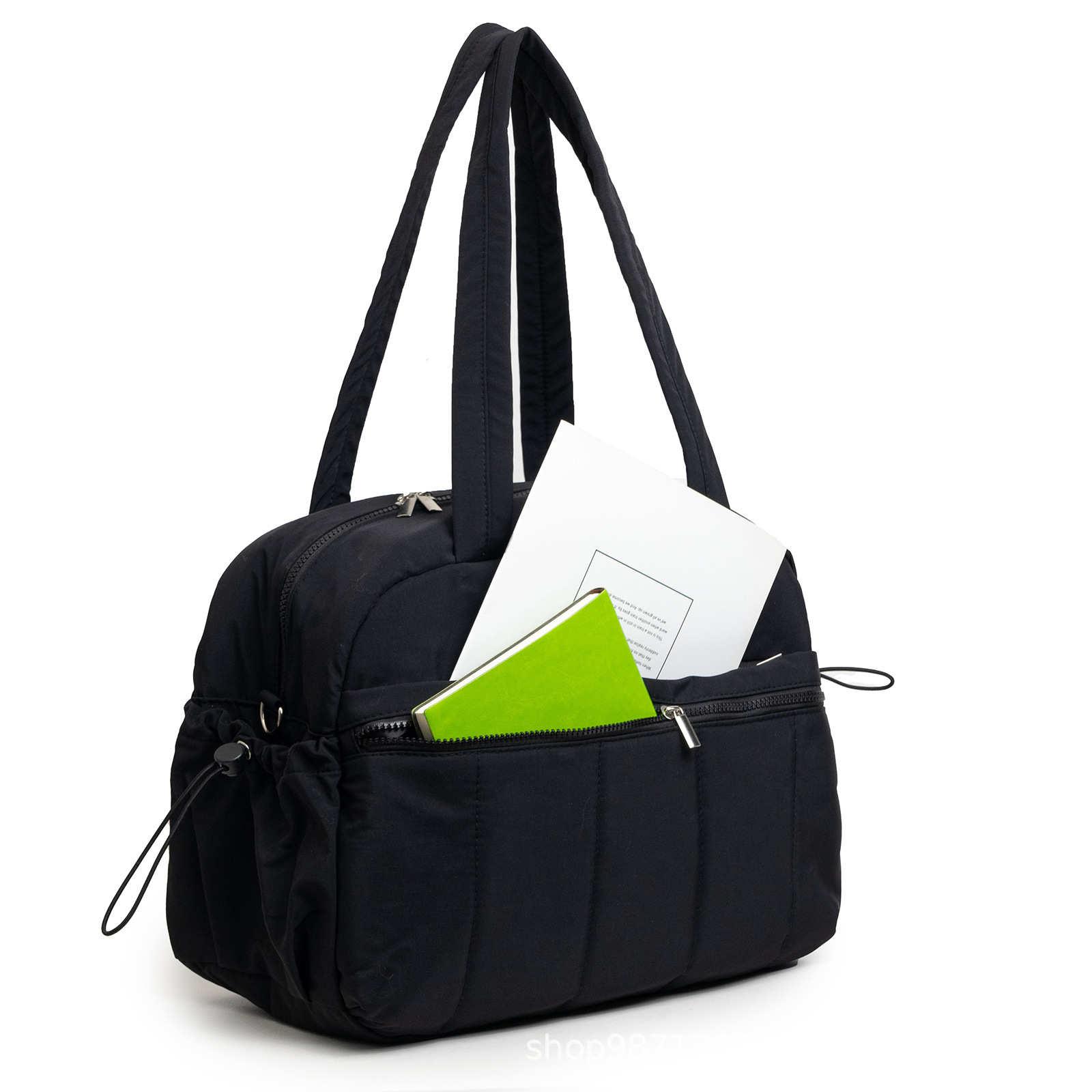 Damen Sporttasche Reise Schultertasche Beige Schwarz – Bild 6