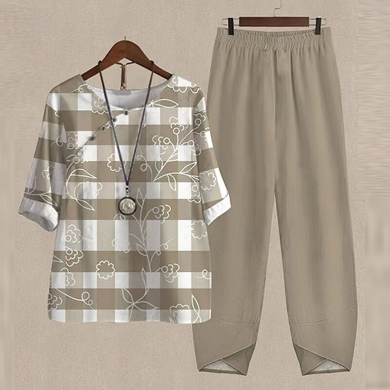 Damen Zweiteiler Blumenmuster Sommer Freizeit Outfit – Bild 3