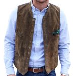 Elegante Herrenweste Tracht Hirschledersamt 10 Knöpfe