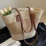 Damen Sommertasche Groß | Zweifarbiges Design Beige Khaki