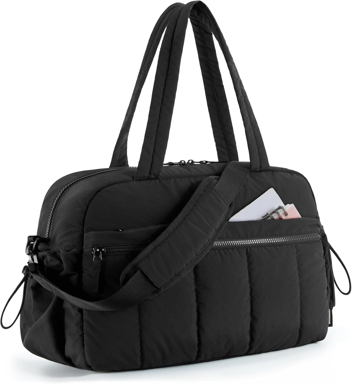 Damen Sporttasche Reise Schultertasche Beige Schwarz – Bild 2