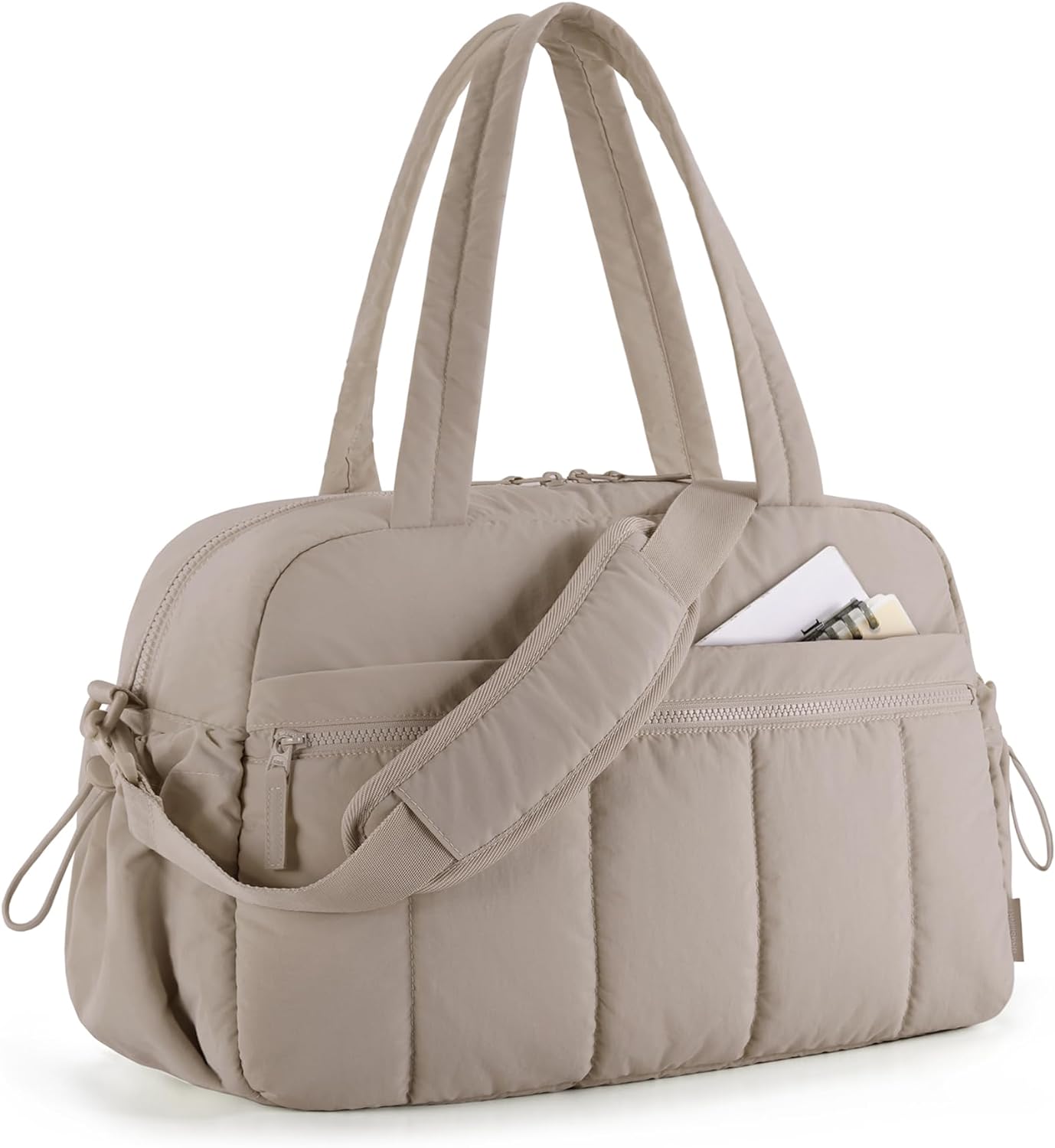 Damen Sporttasche Reise Schultertasche Beige Schwarz – Bild 3