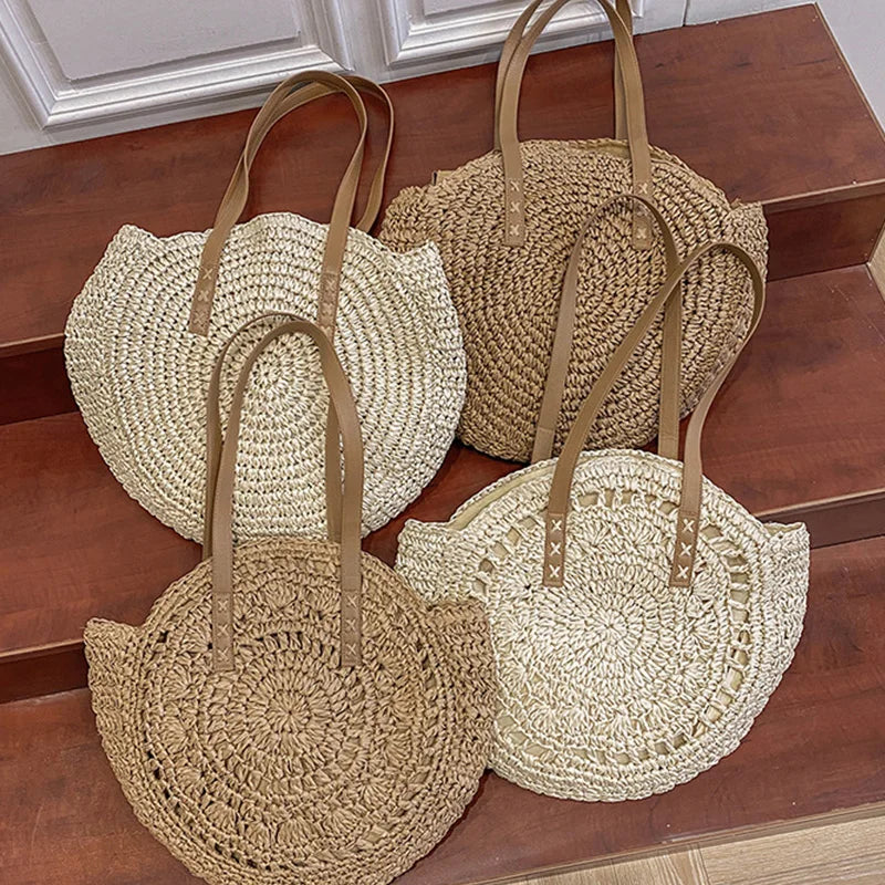 Runde Damen Korbtasche Strand Sommer Boho-Stil – Bild 8