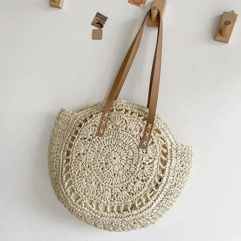 Runde Damen Korbtasche Strand Sommer Boho-Stil – Bild 10