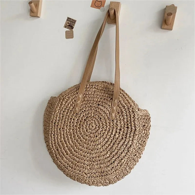 Runde Damen Korbtasche Strand Sommer Boho-Stil – Bild 2