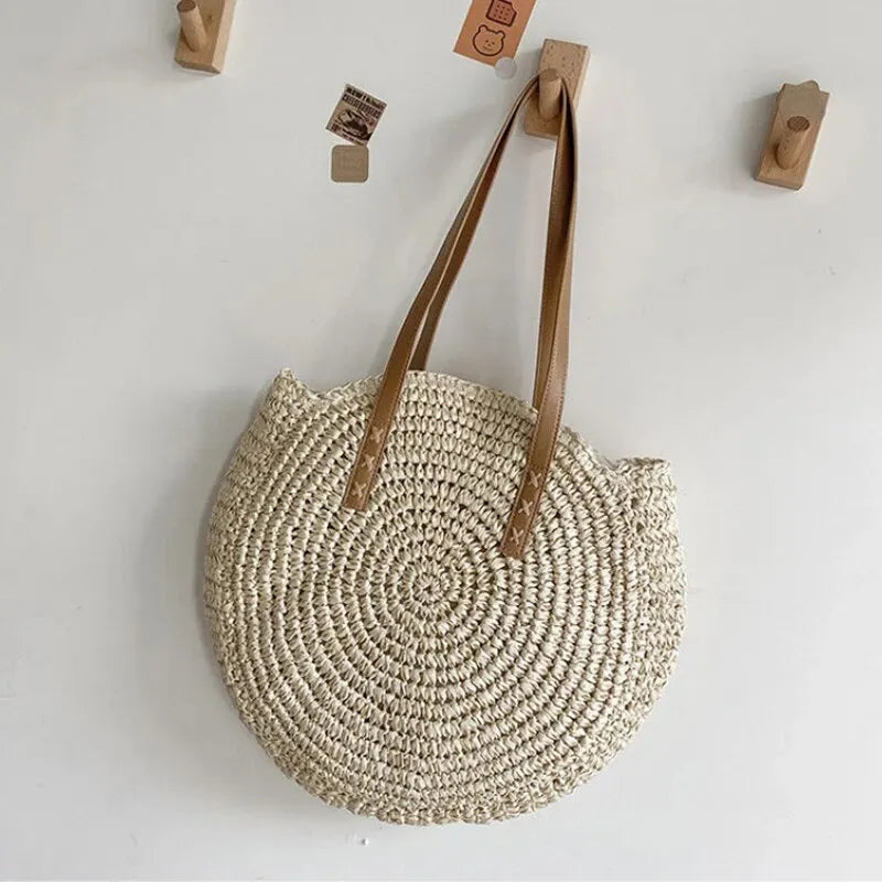 Runde Damen Korbtasche Strand Sommer Boho-Stil – Bild 3