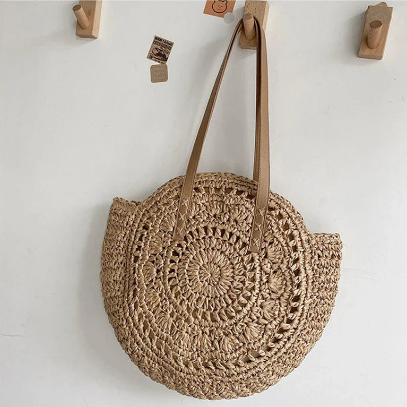 Runde Damen Korbtasche Strand Sommer Boho-Stil – Bild 4