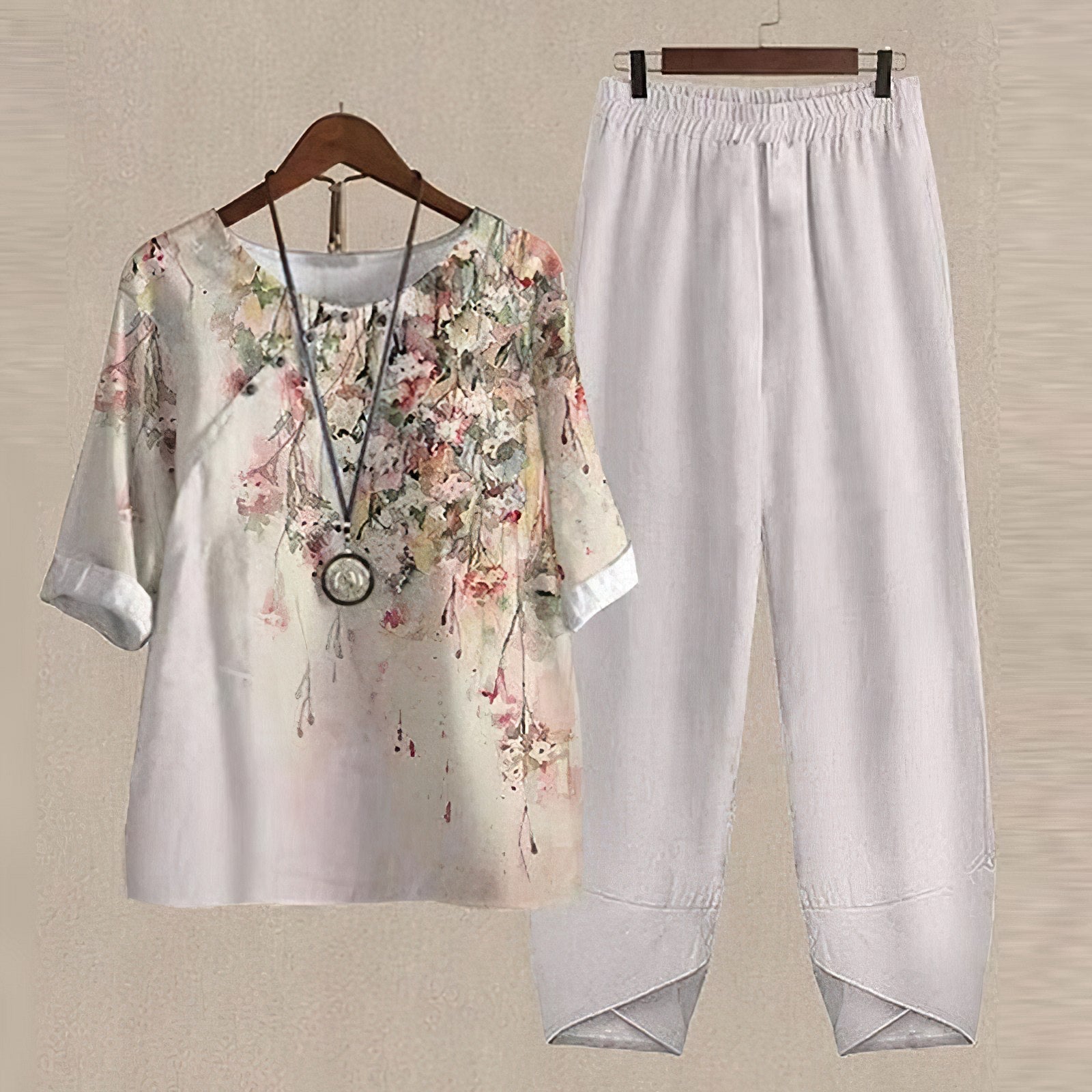 Damen Zweiteiler Blumenmuster Sommer Freizeit Outfit – Bild 6