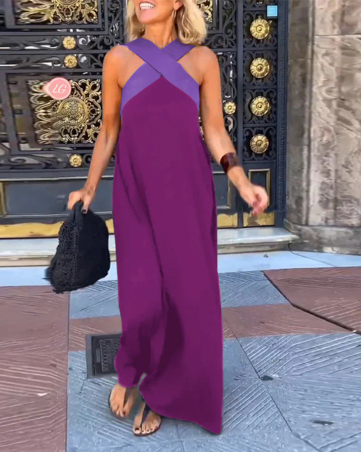 Damen Sommerkleid Lang Wickeloptik Fließend Elegant – Bild 6