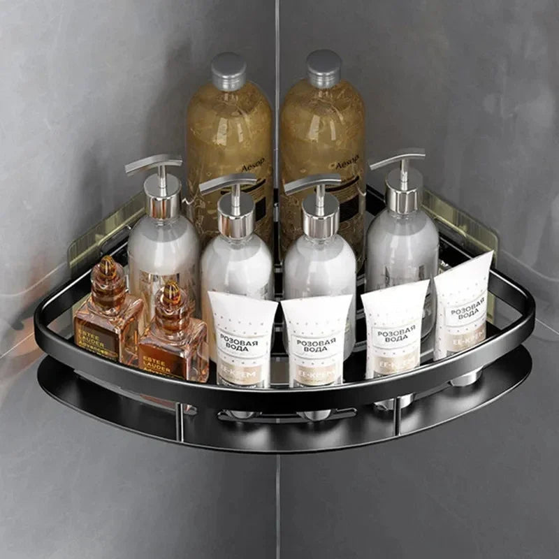 Badezimmer Eckregal Aluminium ohne Bohren Wandmontage – Bild 3