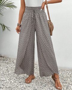 Elegante Damenhose Weites Bein Hohe Taille Büro Freizeit