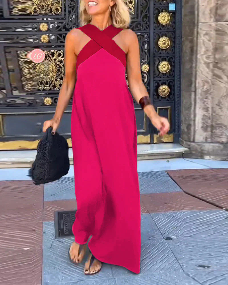 Damen Sommerkleid Lang Wickeloptik Fließend Elegant – Bild 7