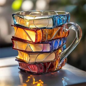 Literarischer Glasbecher 3D | Einzigartiges Geschenk für Leser