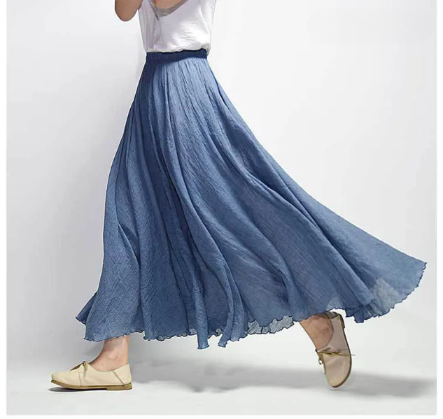 Damen Leinenrock A-Linie Atmungsaktiv Sommer High-Waist – Bild 8