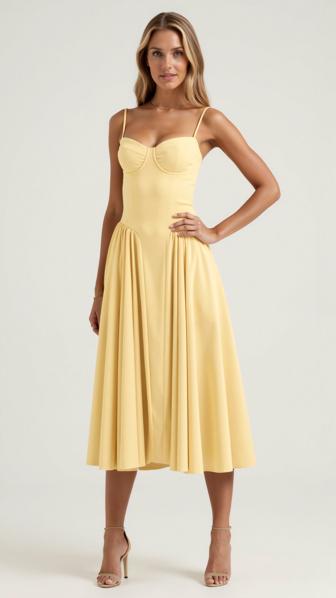 Festliches A-Linien-Kleid mit Korsett-Oberteil Midi – Bild 4