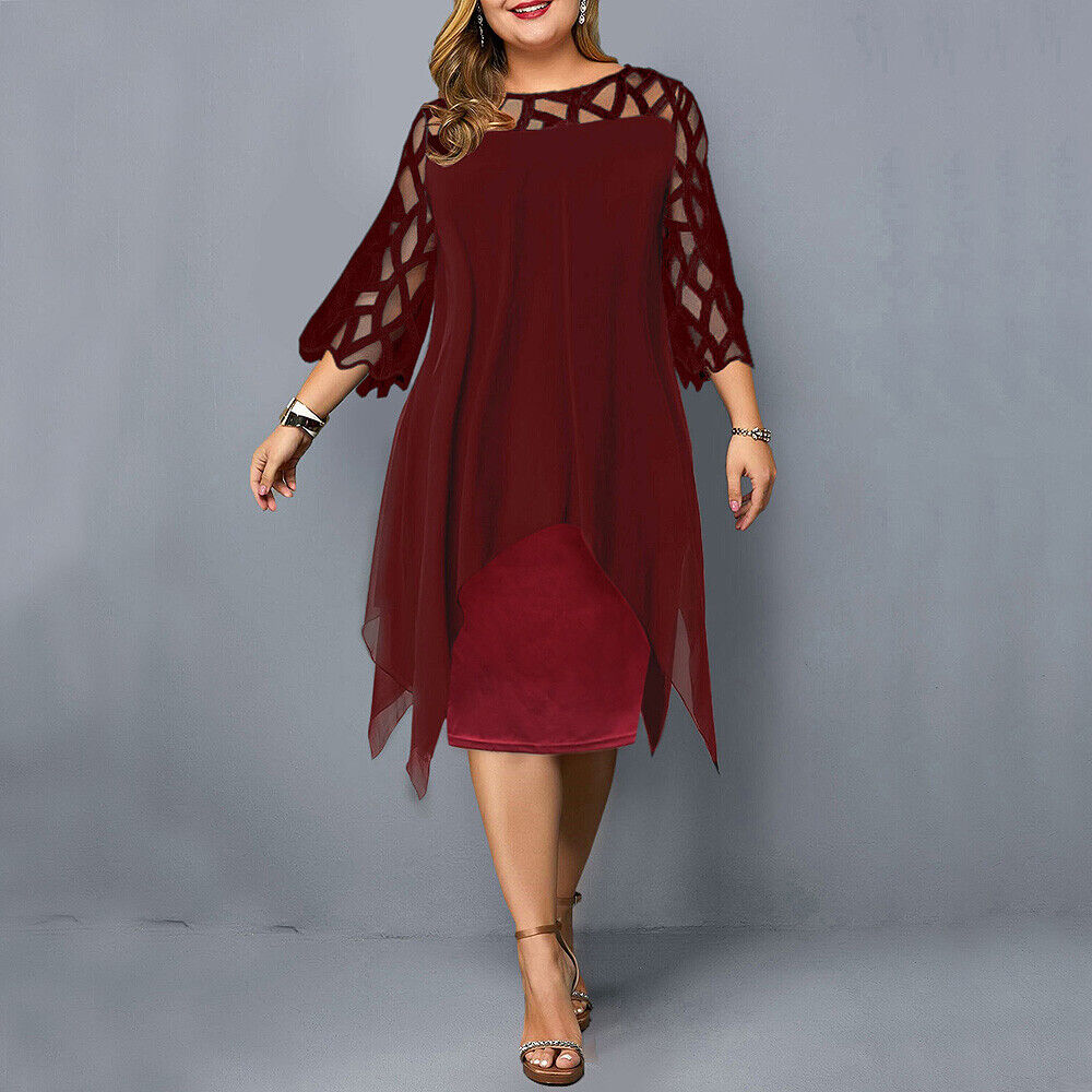 Damen Midikleid Fließend Atmungsaktiv Sommer Freizeit – Bild 3