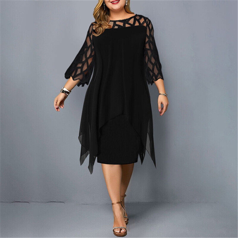 Damen Midikleid Fließend Atmungsaktiv Sommer Freizeit – Bild 4