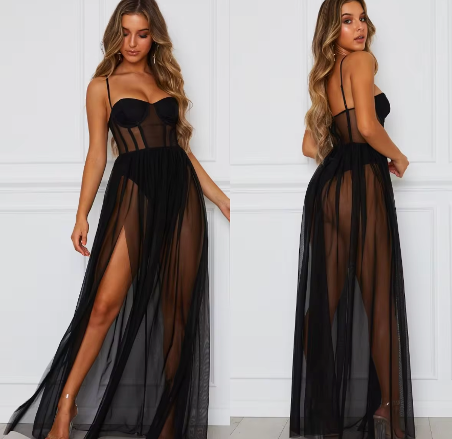 Spitzenkleid Damen Trägerlos Midi Sommer Elegant – Bild 5
