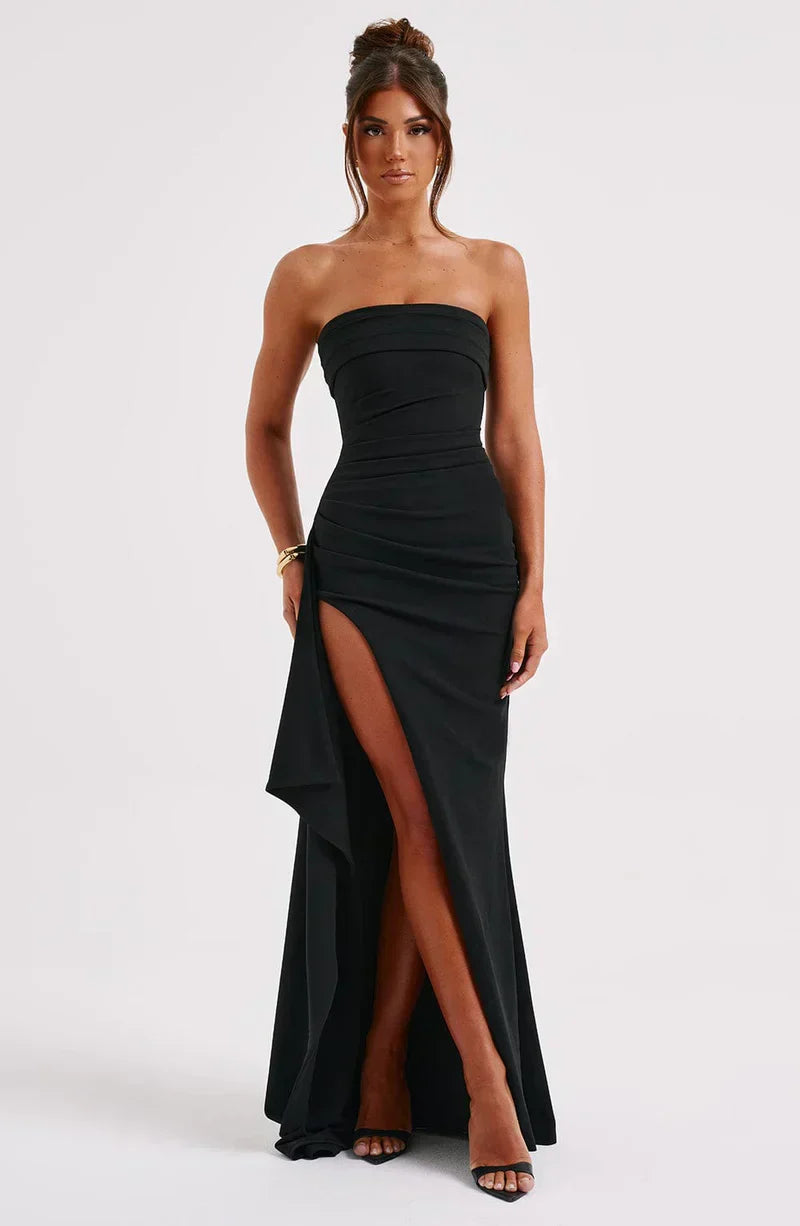 Elegantes Bandeau Maxikleid mit Beinschlitz für Damen – Bild 2