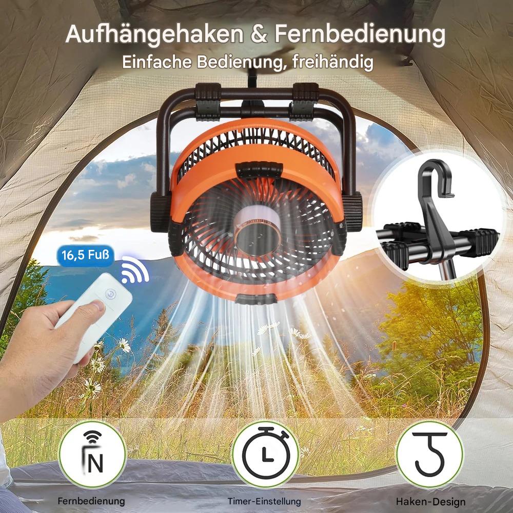 Campingventilator mit Powerbank | 100h Akku | 360° Rotation – Bild 3