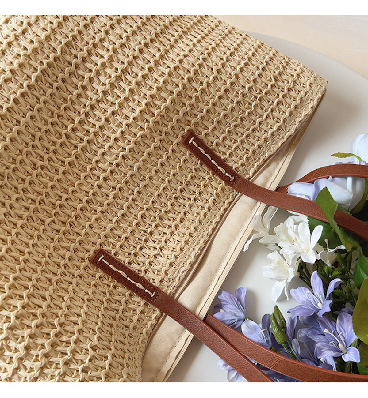 Damen Tasche Sommer geräumig Reißverschlussfach – Bild 8