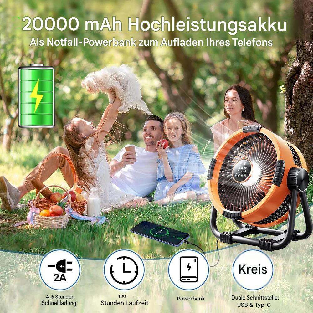Campingventilator mit Powerbank | 100h Akku | 360° Rotation – Bild 5