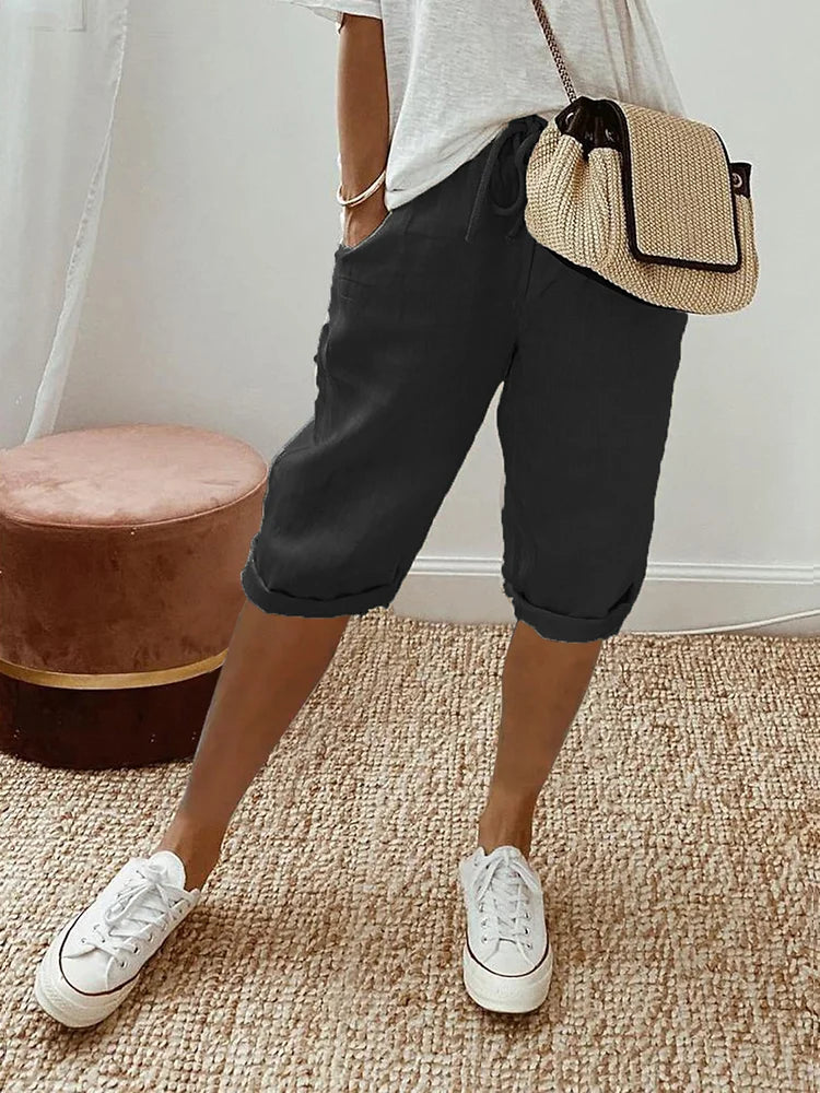 Damen-Shorts lockere Passform Baumwollmischung Freizeit – Bild 2