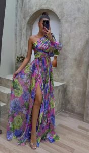 Damenkleid Wickeloptik Figurbetont Fließender Stoff