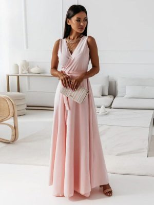 Damen Kleid V-Ausschnitt schmeichelhaft vielseitig Maxi