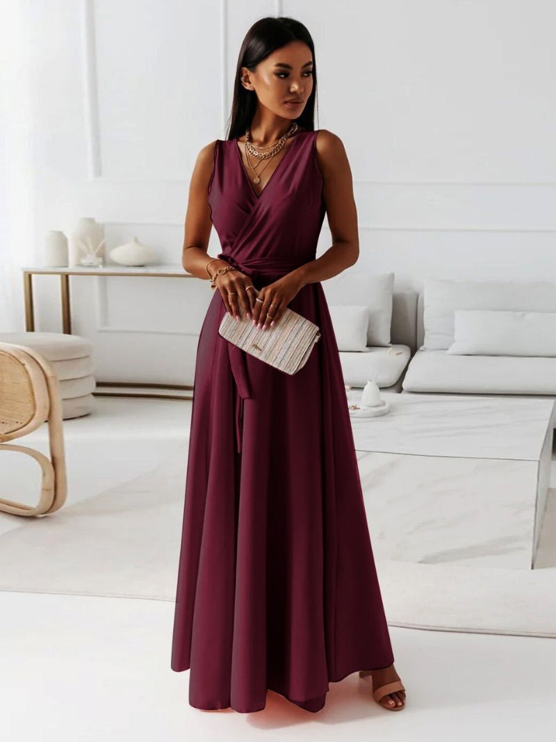 Damen Kleid V-Ausschnitt schmeichelhaft vielseitig Maxi – Bild 3