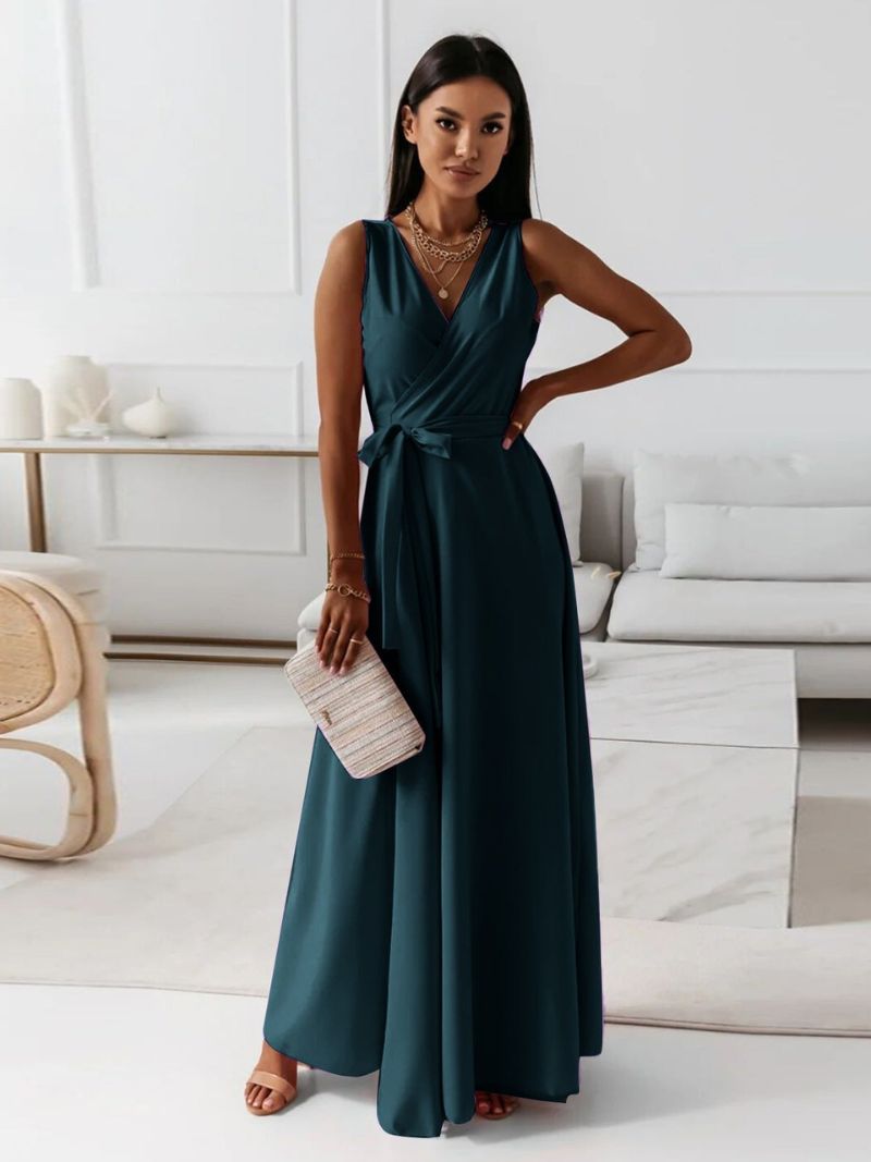 Damen Kleid V-Ausschnitt schmeichelhaft vielseitig Maxi – Bild 2
