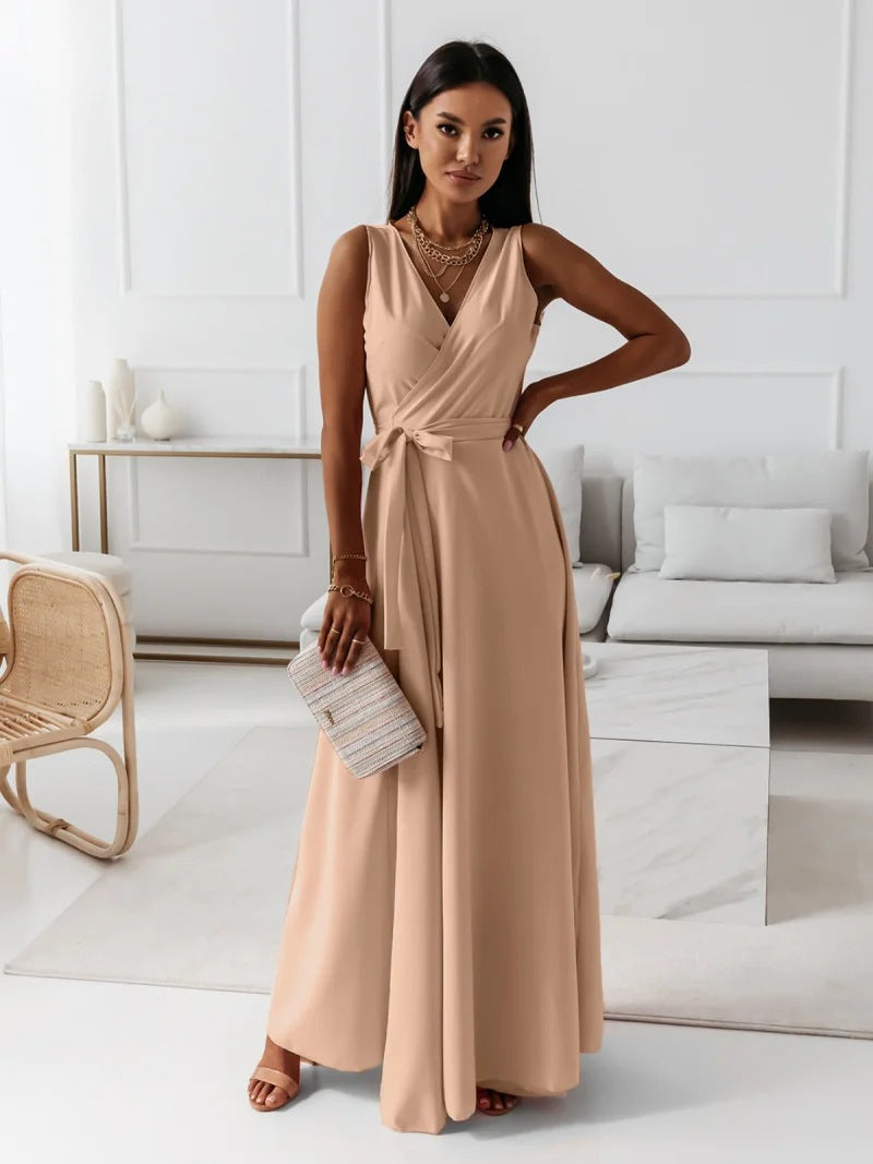 Damen Kleid V-Ausschnitt schmeichelhaft vielseitig Maxi – Bild 5