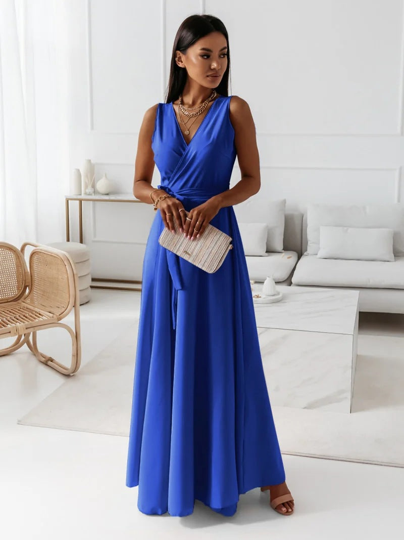 Damen Kleid V-Ausschnitt schmeichelhaft vielseitig Maxi – Bild 7
