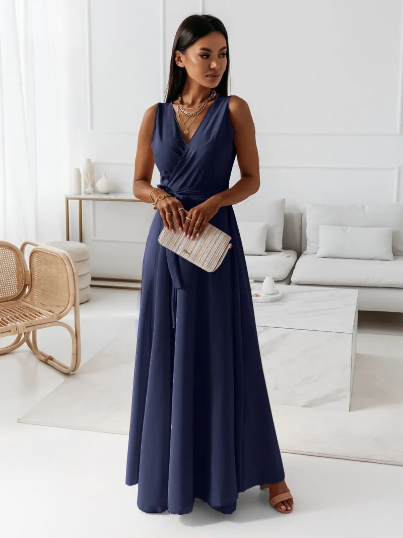 Damen Kleid V-Ausschnitt schmeichelhaft vielseitig Maxi – Bild 6
