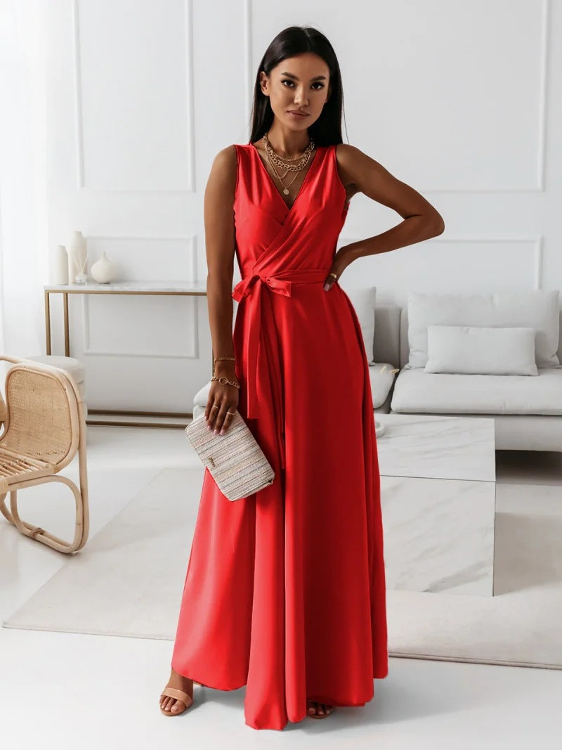 Damen Kleid V-Ausschnitt schmeichelhaft vielseitig Maxi – Bild 4