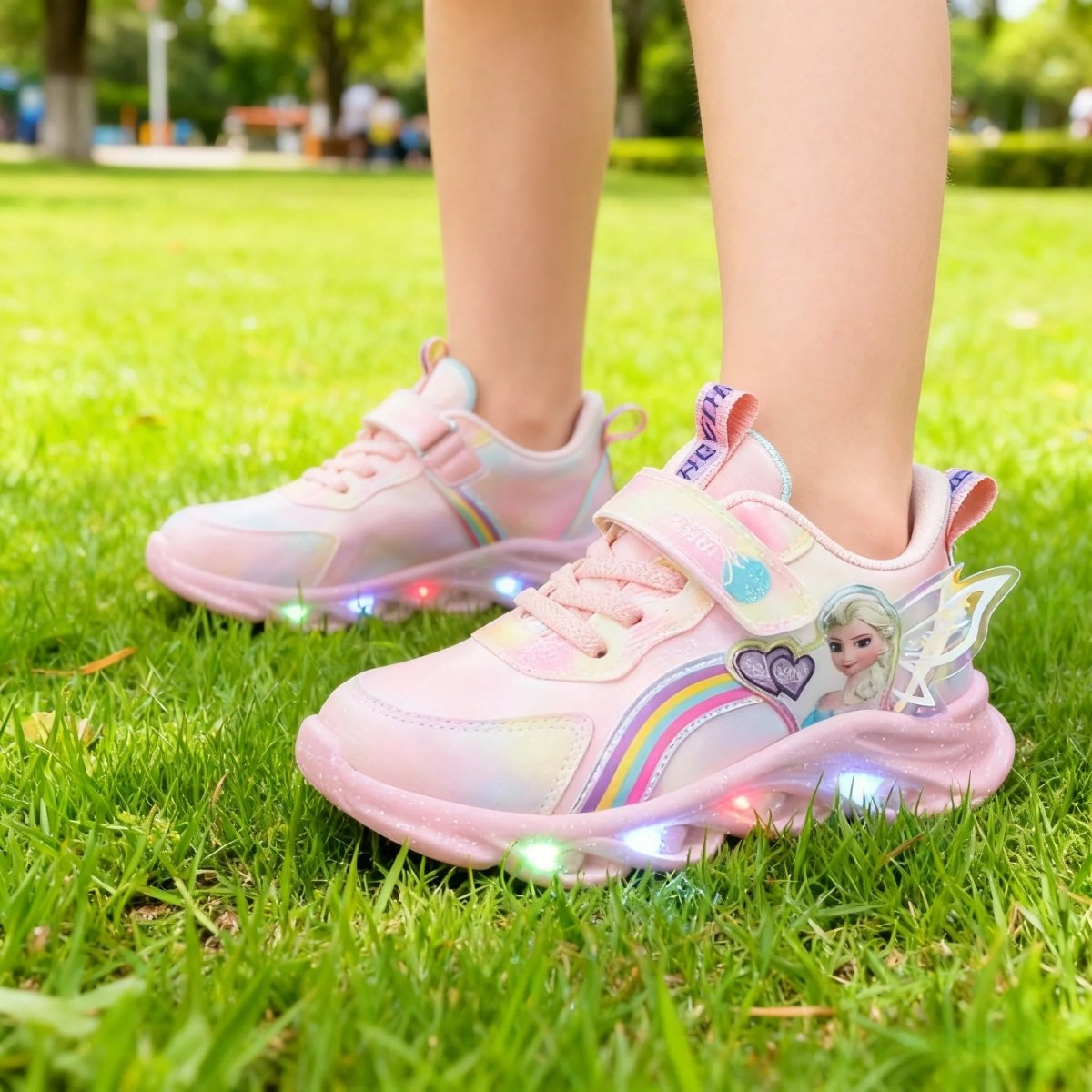 Kinder-Sneaker LED leicht wasserabweisend mit Eiskönigin-Print
