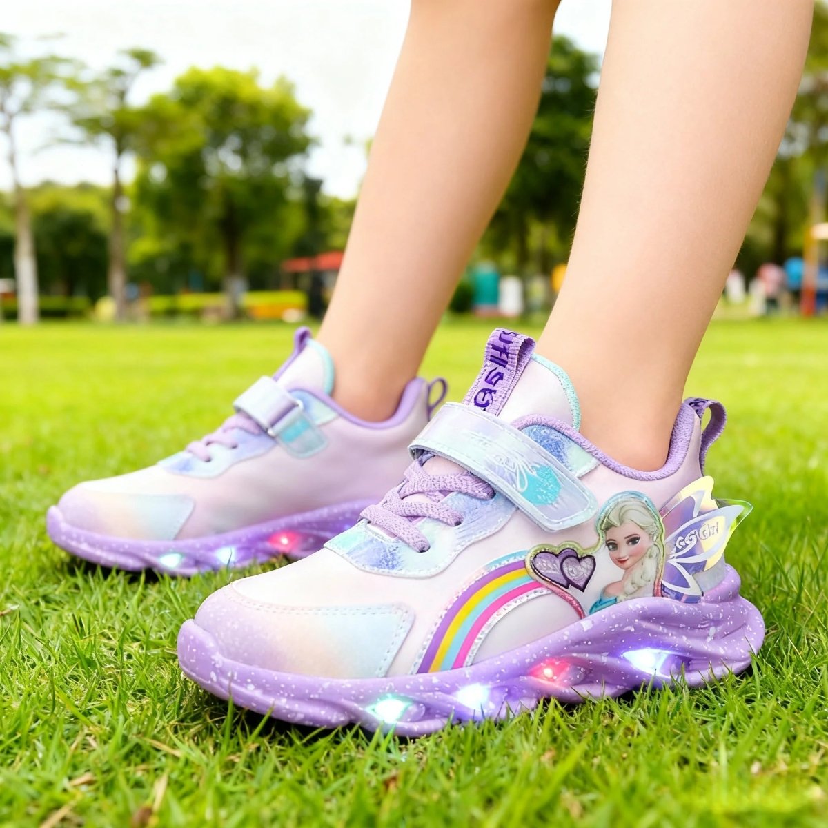 Kinder-Sneaker LED leicht wasserabweisend mit Eiskönigin-Print – Bild 7