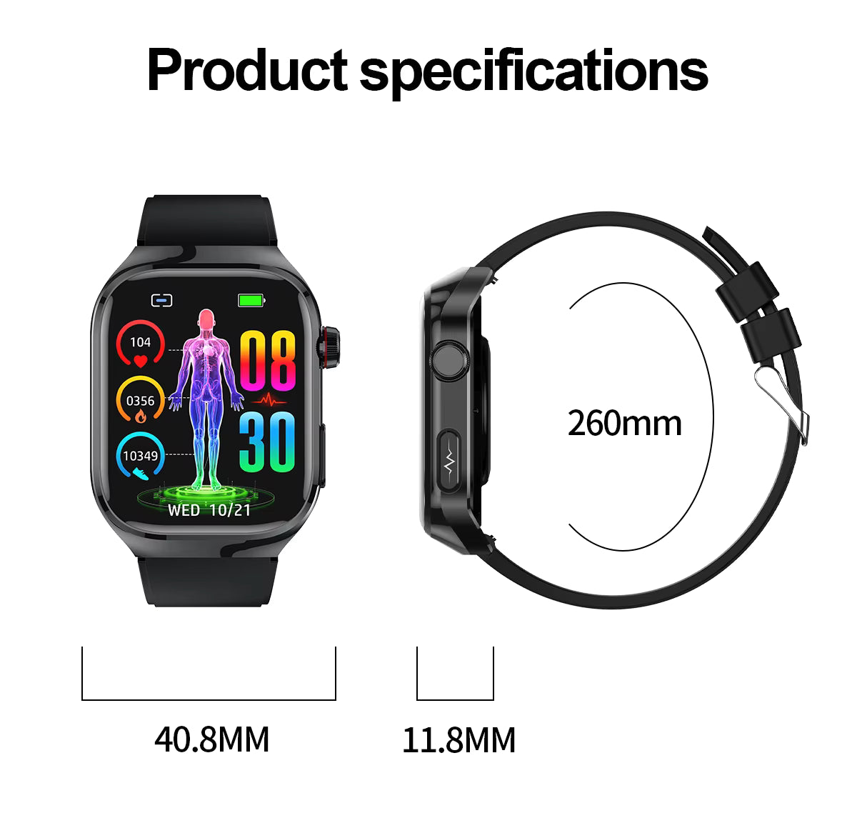 Smartwatch mit EKG-Überwachung, 2.04″ AMOLED – Bild 11
