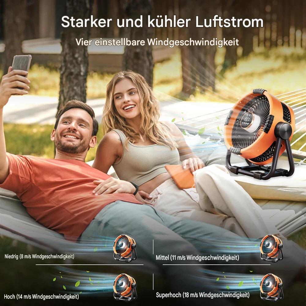 Campingventilator mit Powerbank | 100h Akku | 360° Rotation – Bild 4