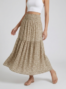 Damen Midi Rock mit gesmoktem Bund & luftiger Passform