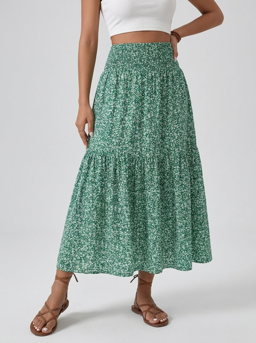 Damen Midi Rock mit gesmoktem Bund & luftiger Passform – Bild 8