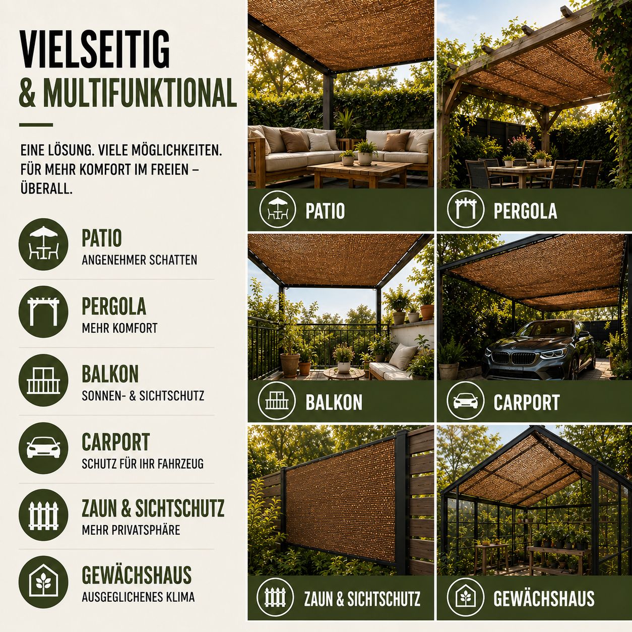 Sonnensegel atmungsaktiv für Terrasse Garten Camping – Bild 7