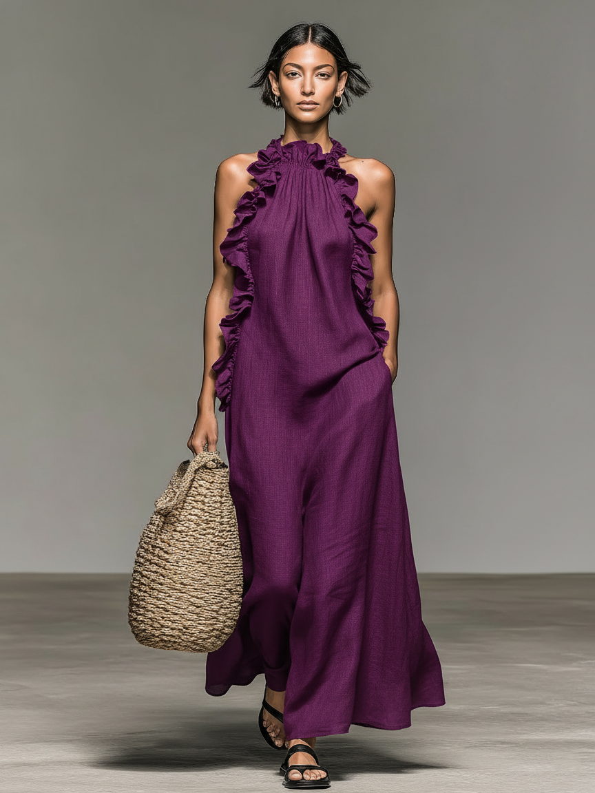 Damen Maxikleid mit Raffung für Sommer und Urlaub – Bild 4