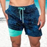 Herren Badehose gemustert mit Kordelzug & Innentasche