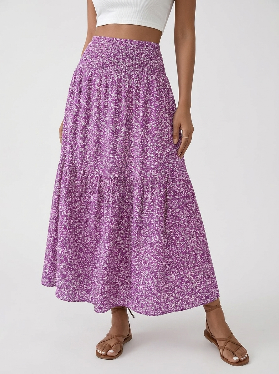 Damen Midi Rock mit gesmoktem Bund & luftiger Passform – Bild 6
