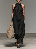 Damen Maxikleid mit Raffung für Sommer und Urlaub
